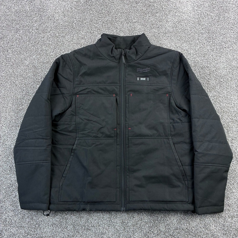 Milwaukee M12 Heated Jacket Mens XL Black Work Zip Battery Powered Windbreaker